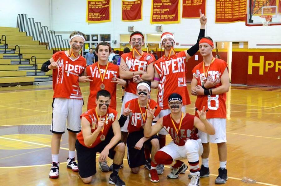 The 2014 Dodgeball Champs, The Vipers, bite the gold after their victory over the Dodge Fathers. The Vipers team includes: Drew Fowler, Luke Marmer,  Jack Halowell, Alex Ramos, Matt McKeon, Chris Trainor, Dylan Rezznick, and Corey Hunt.