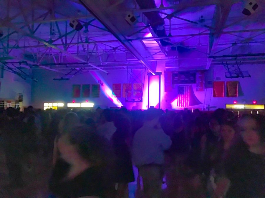 Haverford High School students dance in the Juenger Gymnasium on homecoming night.  