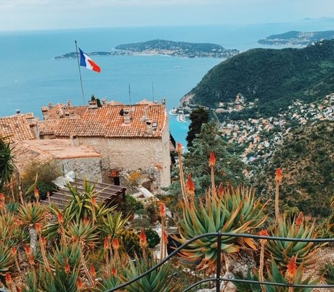 Pictured is a town called Èze, located on the southern coast of France.  