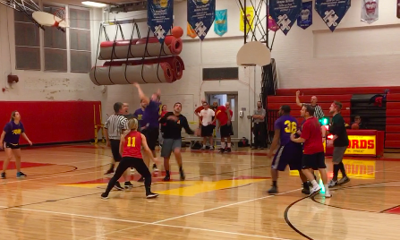 The Haverford faculty competes against the Upper Darby faculty in the  annual homecoming basketball game. Haverford beat Upper Darby 51-46.