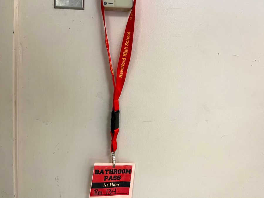Uniform bathroom passes are often found hanging near the door of the classroom. 