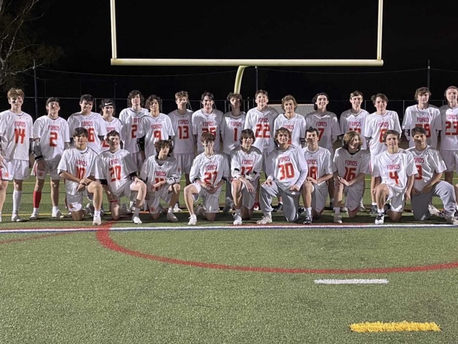 The Fords’ boys’ lacrosse team poses for a photo after a triumphant victory over Strath Haven. 
(Left to right; top row: Seniors Eric Reisenwitz, Jack McGarvey, Sam Chester, TJ Donaghy, Sophomore Jared Johnson, Junior Nickolas McKendray, Seniors Quinn Carson, Colin Kane, Sean Vetter, Juniors Curran Kranick, Ben Devitis, Sophomores Charlie Turner, Luke Winters , Junior Brendan McNichol, Sophomore Connor Knorr, and Junior Dylan Clark. Bottom row: Freshman Quinn McGloin, Sophomore Jack Lord, Freshmen Kristos McKendray, Blake Riley, Junior Sam Thornton, Freshman Wade Devitis, Sophomore Ryan Vieira, Senior Nate Scullin, Sophomore Keith Heinrichs.)