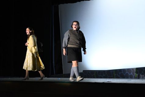 Ida (pictured left: Junior Jocelyn Knorr) and Ugly (right: Junior Annie Thompson) separate when Ugly wanders off with The Cat. 