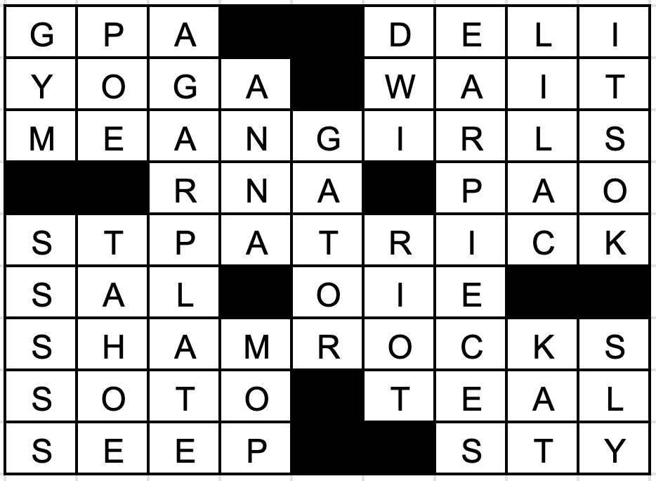Cryptic Connections Corner & Leprechauns Lexicon Crossword: Answers