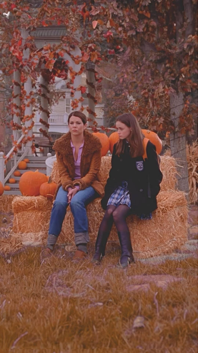 Lorelei and Rory Gilmore from "Gilmore Girls" ponder in the autumn air.