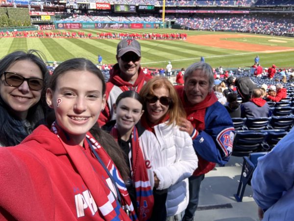 Emily Rosen enjoys a chilly Phillies game with her family.