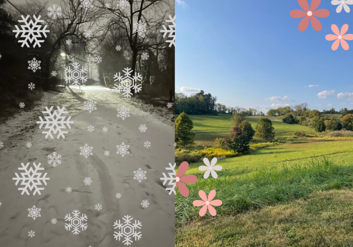 Pennsylvania winters (left) differ greatly from Pennsylvania springs (right).