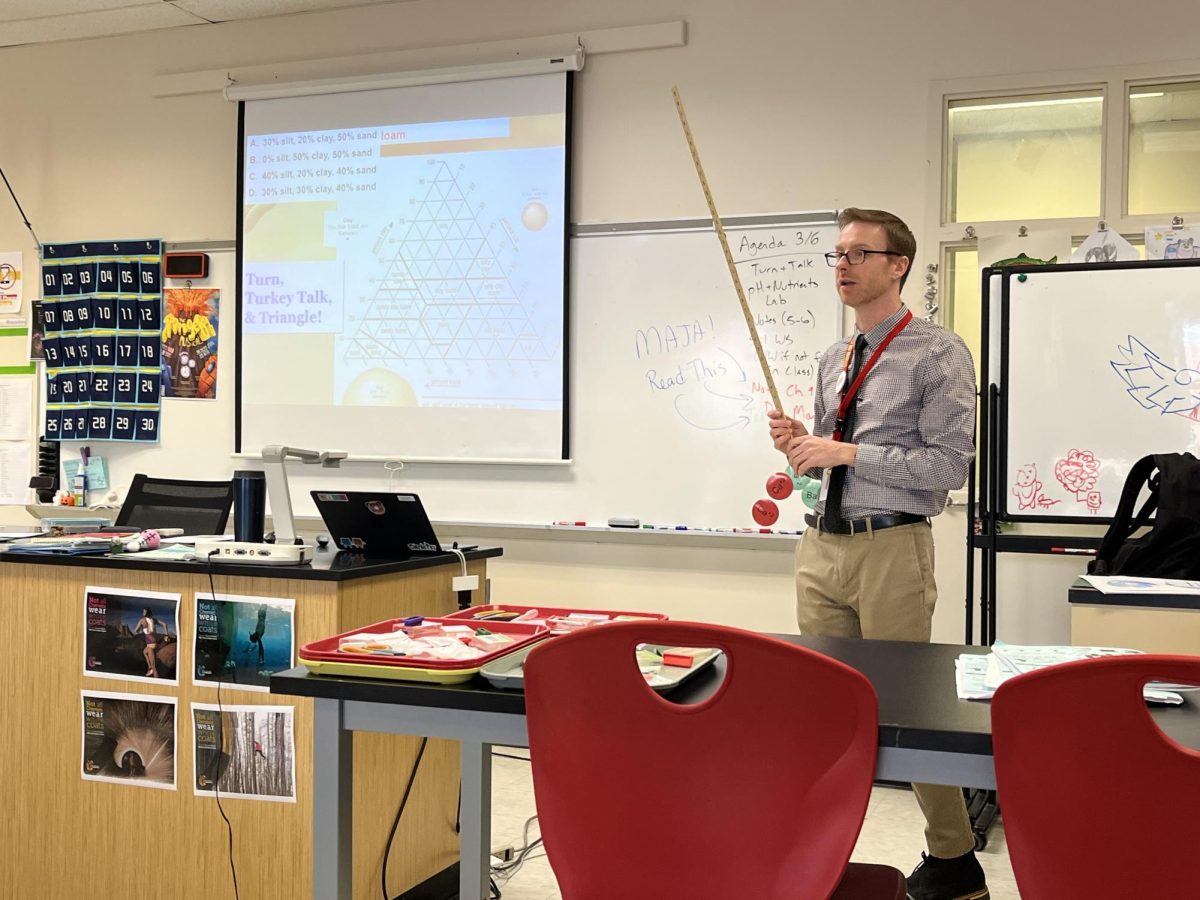 Mr. Matthew Kueny teaches his fourth block APES class about the materials that make up soil.