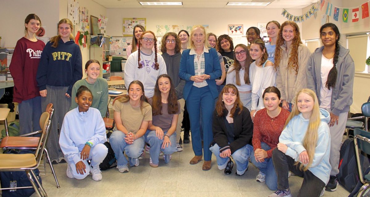 Mary Gay Scanlon encourages Haverford's Women's Studies class to call representatives, attend protests, and be loud.