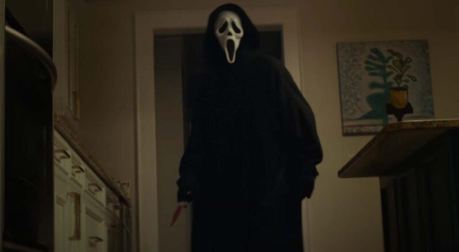 The iconic masked slasher of Scream, Ghostface, stalks the kill.