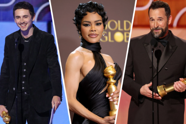 Caption: Timothee Chalamet, Teyana Taylor, and Noah Wylie win Golden Globe Awards for Best Actor in a Motion Picture - Musical or Comedy, Best Supporting Actress - Motion Picture, and Best Actor in a Television Series - Drama. Photo credits: Google