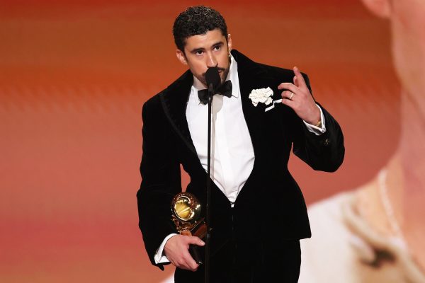 Bad Bunny delivers his Grammy acceptance speech. Photo courtesy of people.com.