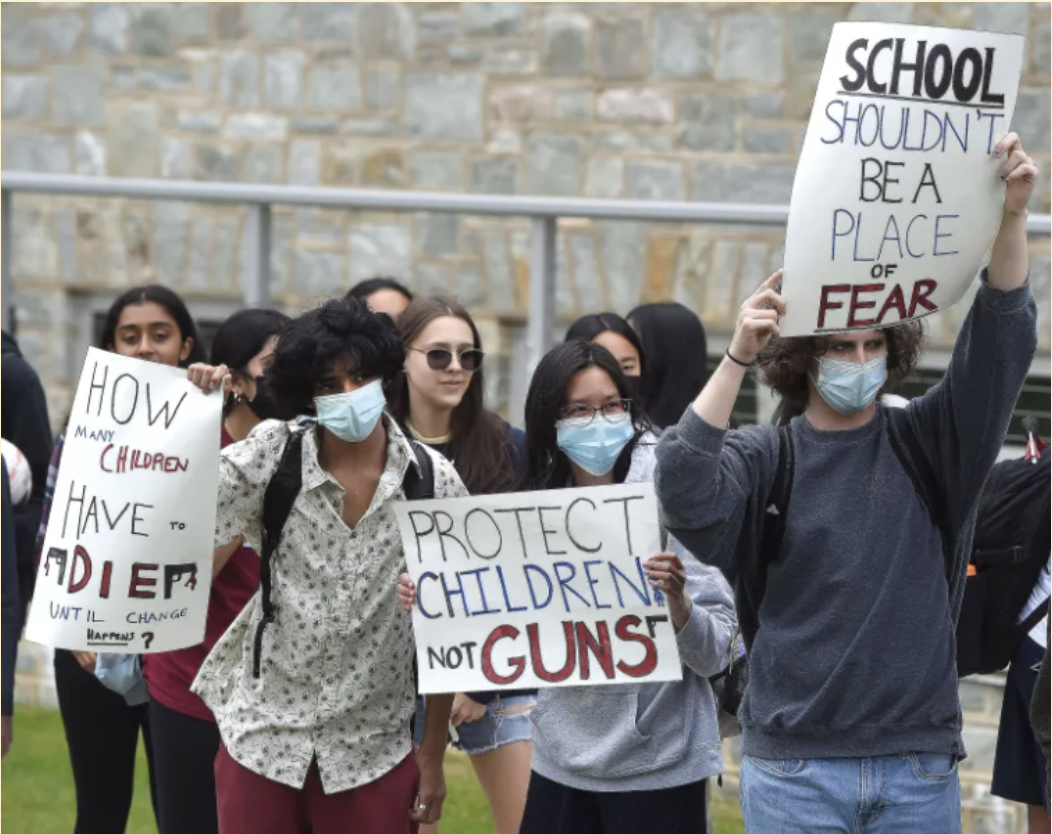 (High school students from Pennsylvania gather to protest mass shootings in 2025). Photo credits: The Daily Times 
